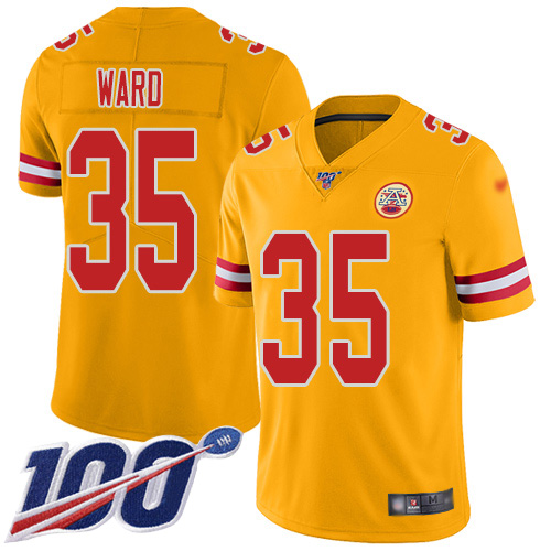 Men Kansas City Chiefs 35 Ward Charvarius Limited Gold Inverted Legend 100th Season Football Nike NFL Jersey